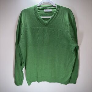 Tommy Bahama Island Zone Green V-neck Sweater Size XL Coastal Casual Luxury